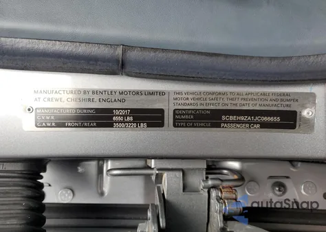 2018 Bentley Flying Spur V8 S from USA, damaged, VIN SCBEH9ZA1JC066655